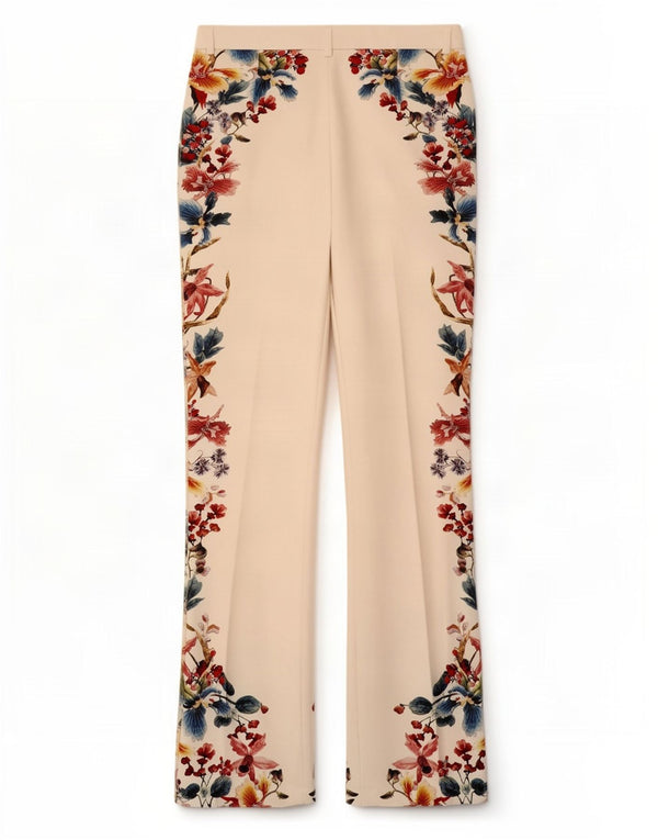 Zara Pantalon décontracté Bootcut pour femme Medium W28 L32 Blanc Floral Polyester