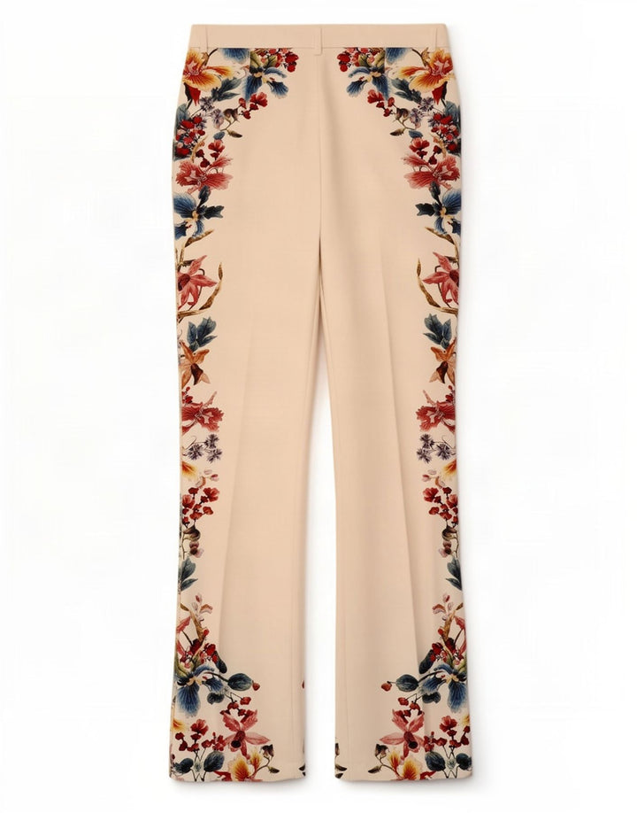 Zara Womens Bootcut Casual Trousers Medium W28 L32 White Floral Polyester