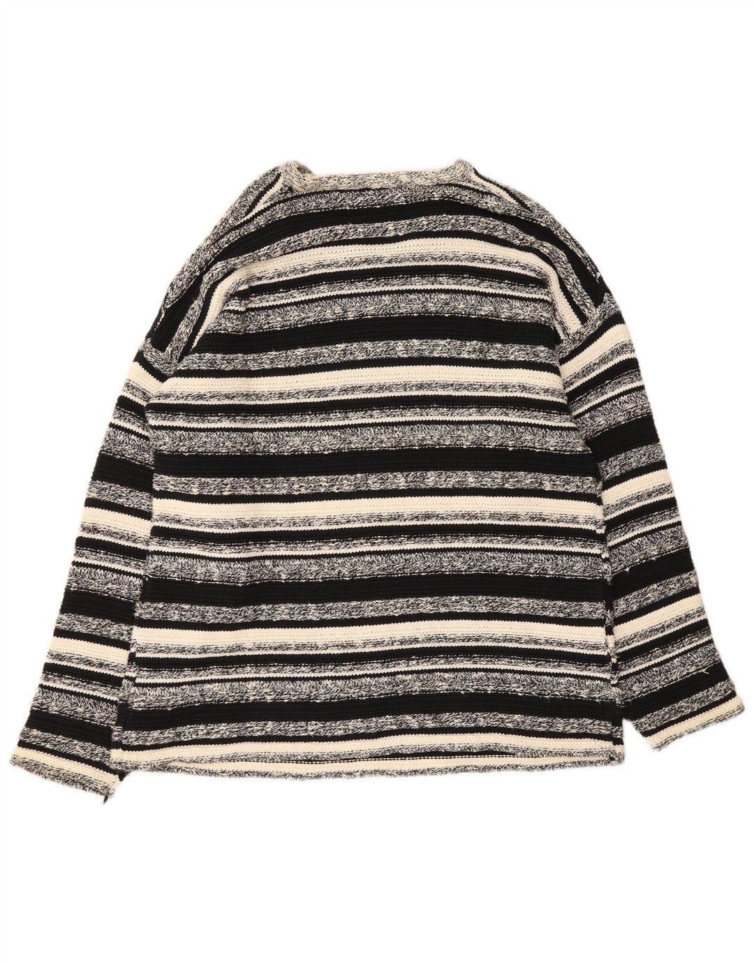Chambers Mens V-Neck Jumper Sweater Medium Black Striped Cotton