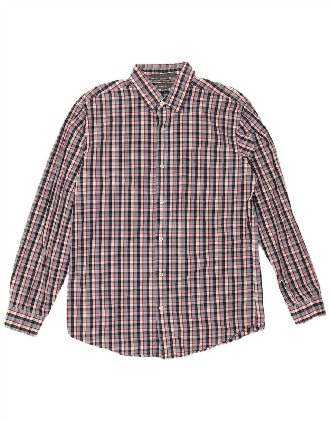 EDDIE BAUER Mens Classic Fit Shirt Medium Blue Check Cotton