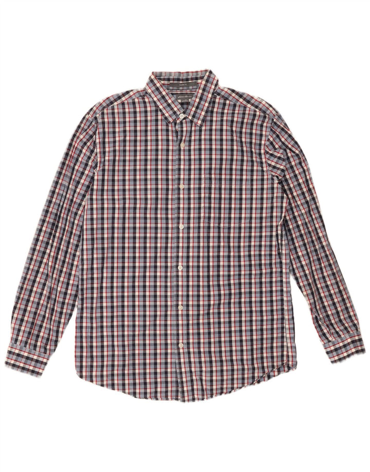 EDDIE BAUER Mens Classic Fit Shirt Medium Blue Check Cotton