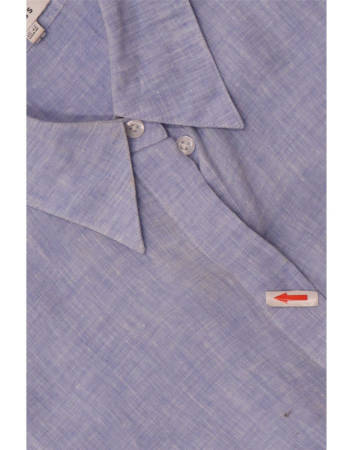 Reiss Womens Shirt UK 14 Large Blue Linen
