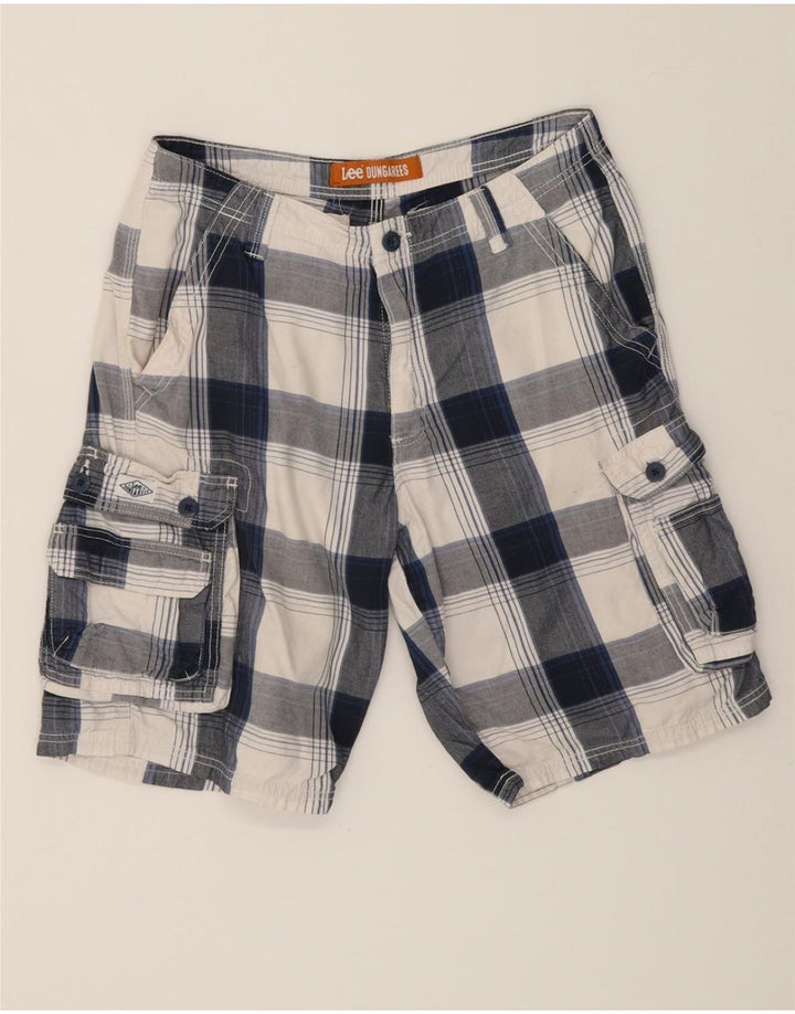 LEE Mens Cargo Shorts W33 Medium Blue Check Cotton Vintage Lee and Second-Hand Lee from Messina Hembry 