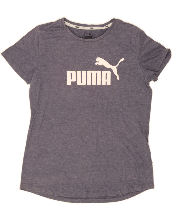 PUMA Womens Graphic T-Shirt Top UK 12 Medium Navy Blue Vintage Puma and Second-Hand Puma from Messina Hembry 