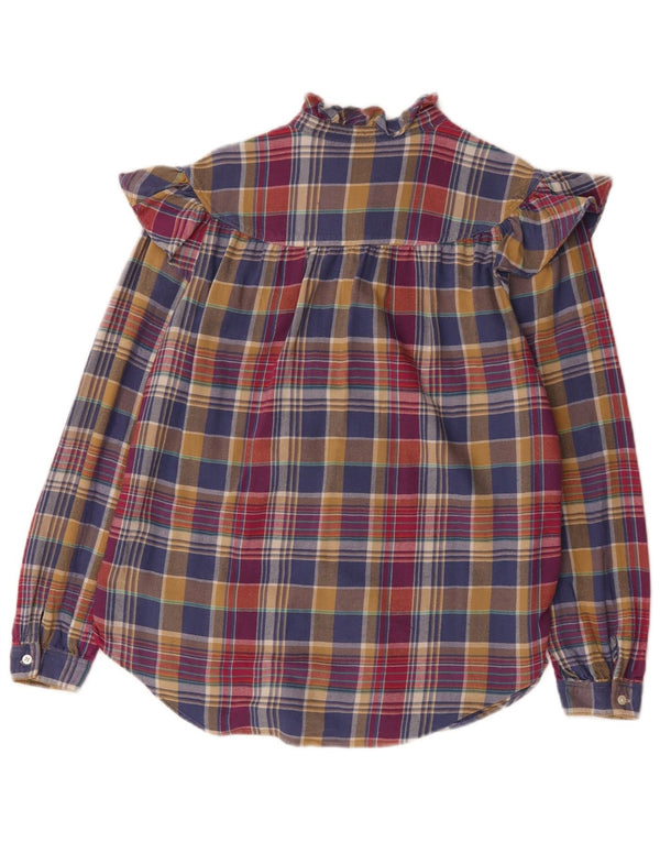 Polo Ralph Lauren Camicia da donna con volant sul davanti US 10 Grande motivo a quadri multicolore