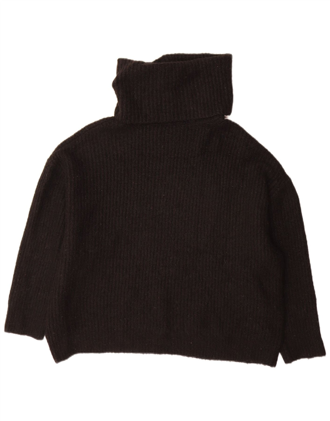 Zara Womens Oversized Roll Neck Jumper Sweater UK 10 Small Black Acrylic