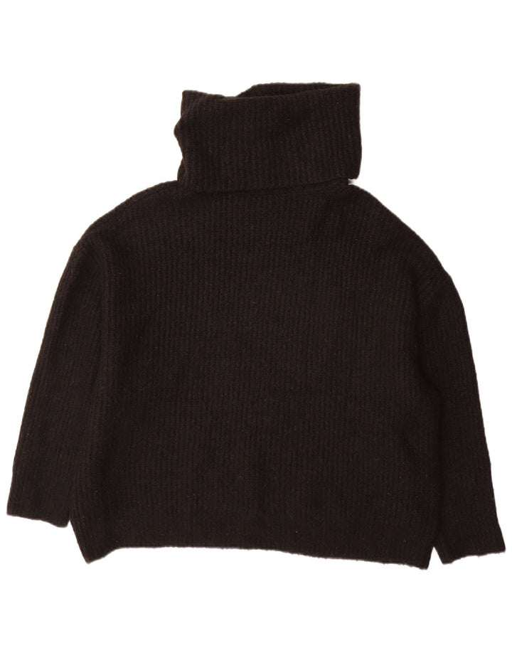 Zara Womens Oversized Roll Neck Jumper Sweater UK 10 Small Black Acrylic
