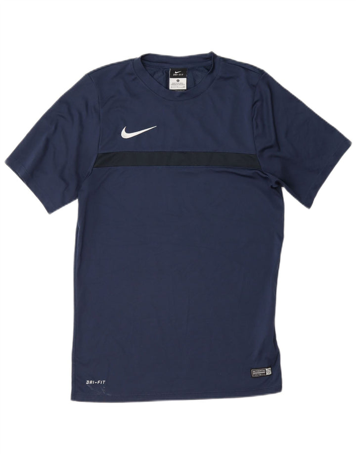 Мужская футболка Nike Dri Fit, маленькая, темно-синяя, полиэстер с цветными блоками
