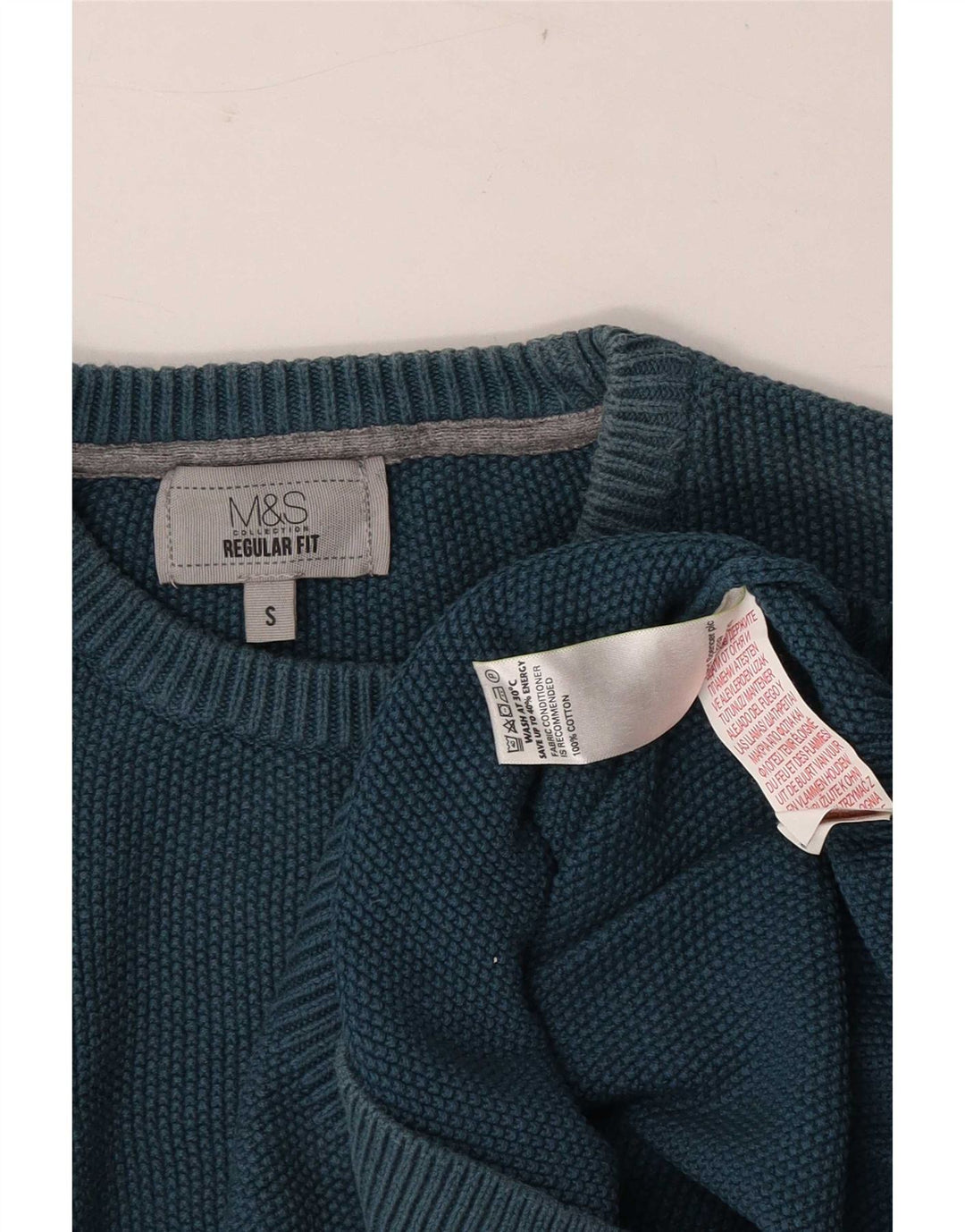 Marks & Spencer Herre Regular Fit Jumper Sweater med rund hals lille blå bomuld