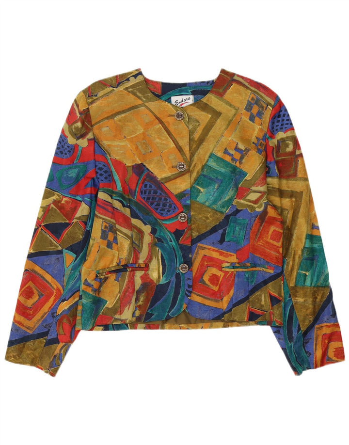 Endora Dame 4 Button Blazer Jacket UK 14 Large Multicolored Geometric