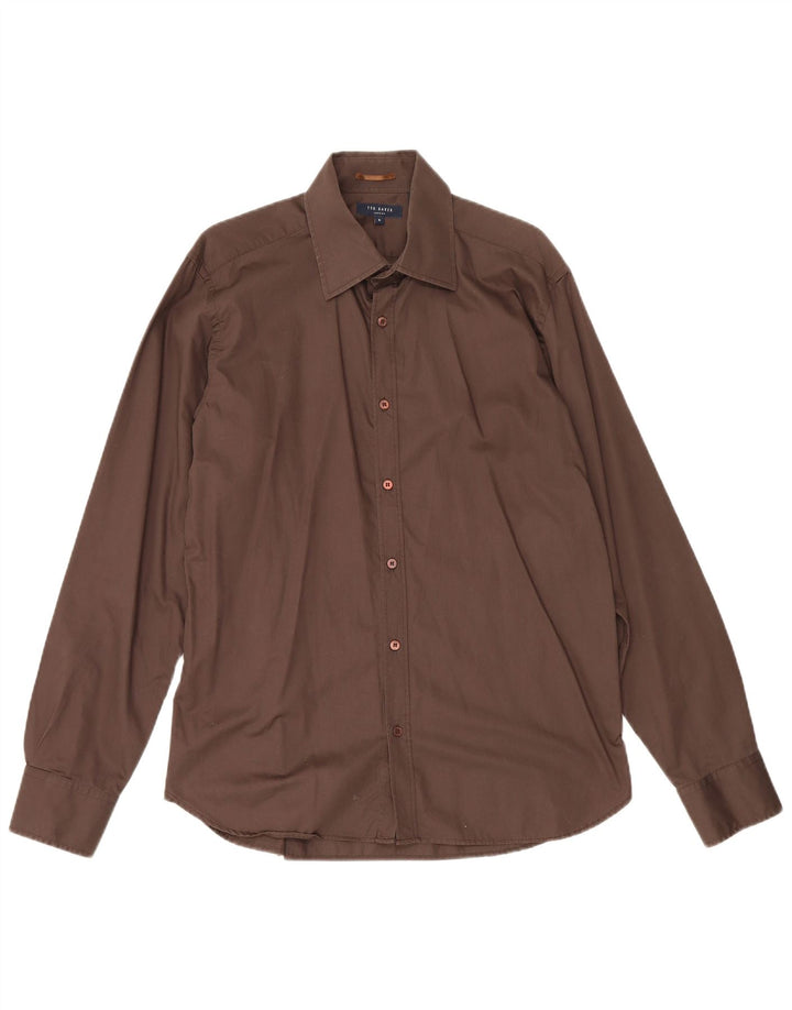 Ted Baker Mens Shirt Size 5 Large Brown Cotton