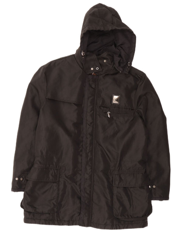 Piero Guidi Mens Hooded Windbreaker Jacket UK 38 Medium Black Nylon