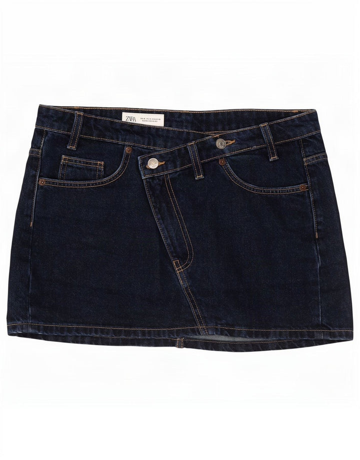 Zara Womens Mini Denim Skirt Medium W28 Navy Blue Cotton