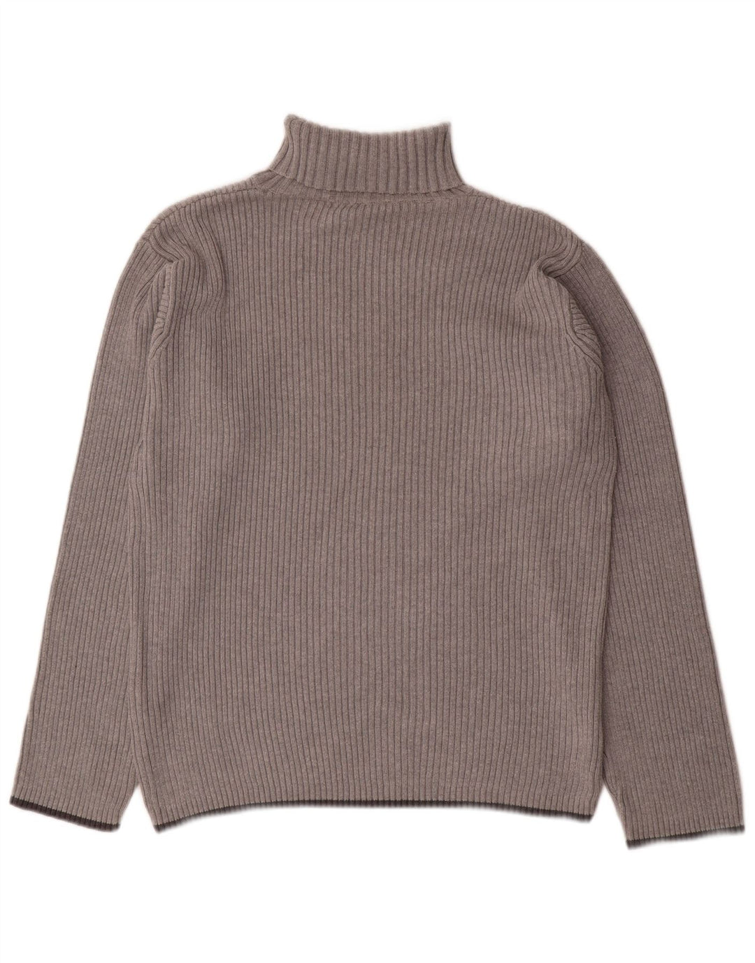 TOMMY HILFIGER Mens Graphic Roll Neck Jumper Sweater Large Grey Cotton