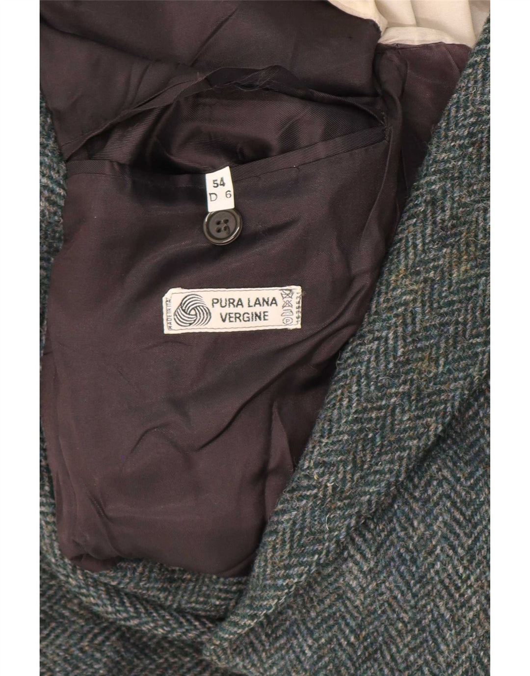 Jaqueta blazer masculina de 2 botões Harris Tweed IT 54 2XL espinha de peixe verde