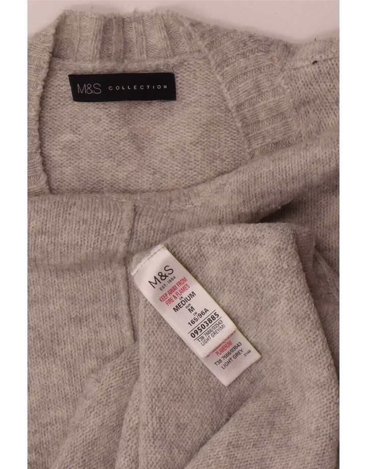 Marks & Spencer Womens Crew Neck Jumper Sweater UK 14 Medium Grey Acrylic