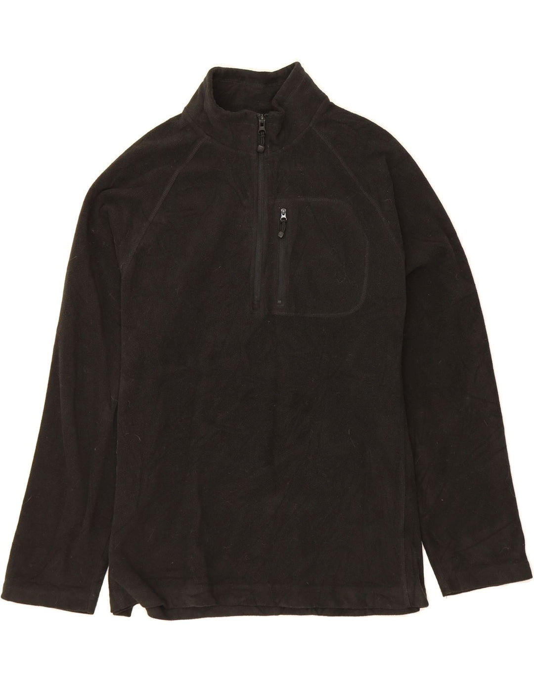 STARTER Mens Zip Neck Fleece Jumper Large Black Polyester Vintage Starter and Second-Hand Starter from Messina Hembry 