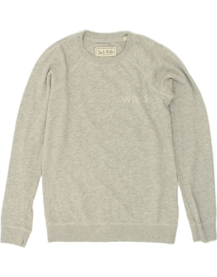 JACK WILLS Womens Classic Fit Sweatshirt Jumper UK 8 Small Grey Cotton Vintage Jack Wills and Second-Hand Jack Wills from Messina Hembry 