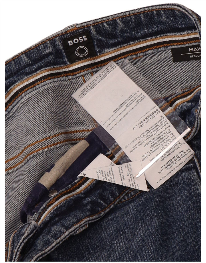 Hugo Boss Mens Regular Straight Jeans W33 L28 Blue Cotton