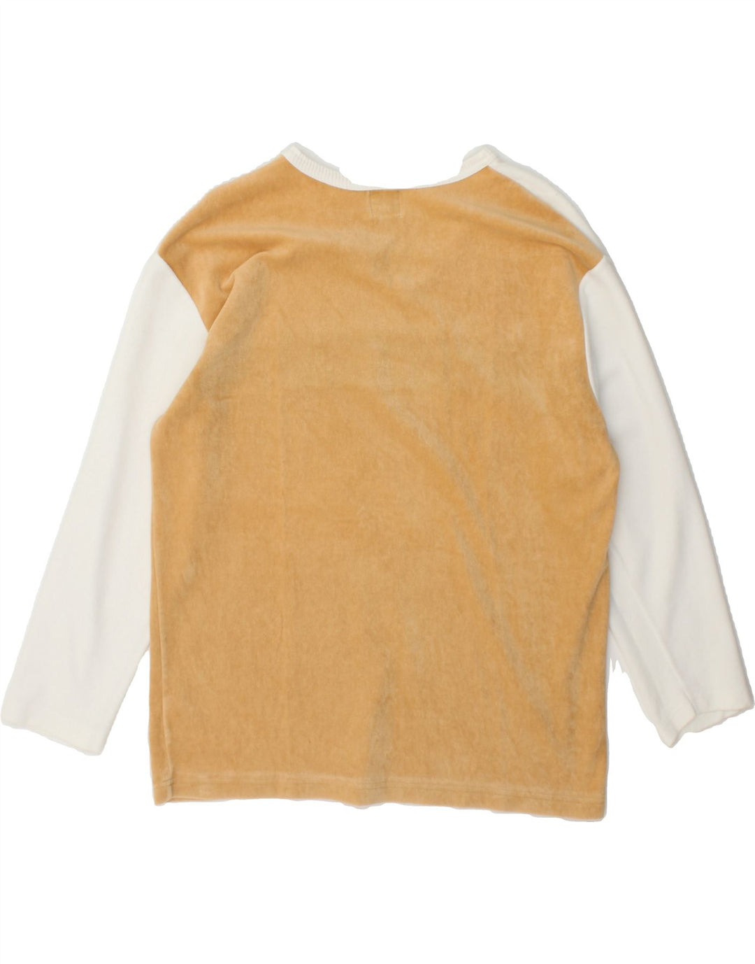 VENICE BEACH Womens Graphic Top Long Sleeve UK 14 Medium Beige Colourblock Vintage Venice Beach and Second-Hand Venice Beach from Messina Hembry 