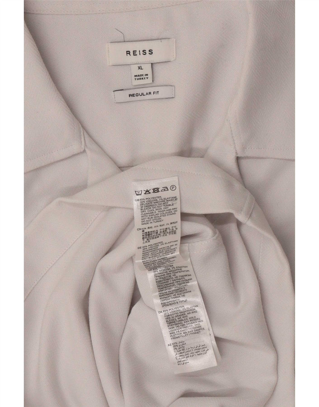 Reiss Mens Short Sleeve Regular Fit Shirt XL White Polyester