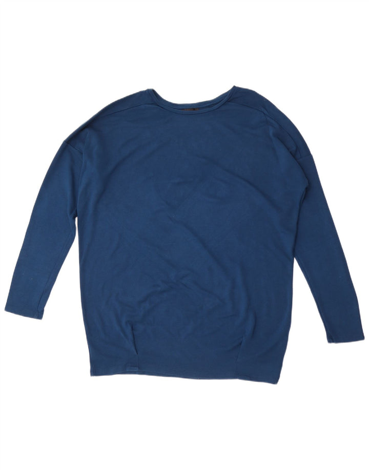 Topshop Womens Oversized Top Long Sleeve UK 12 Medium Blue Viscose