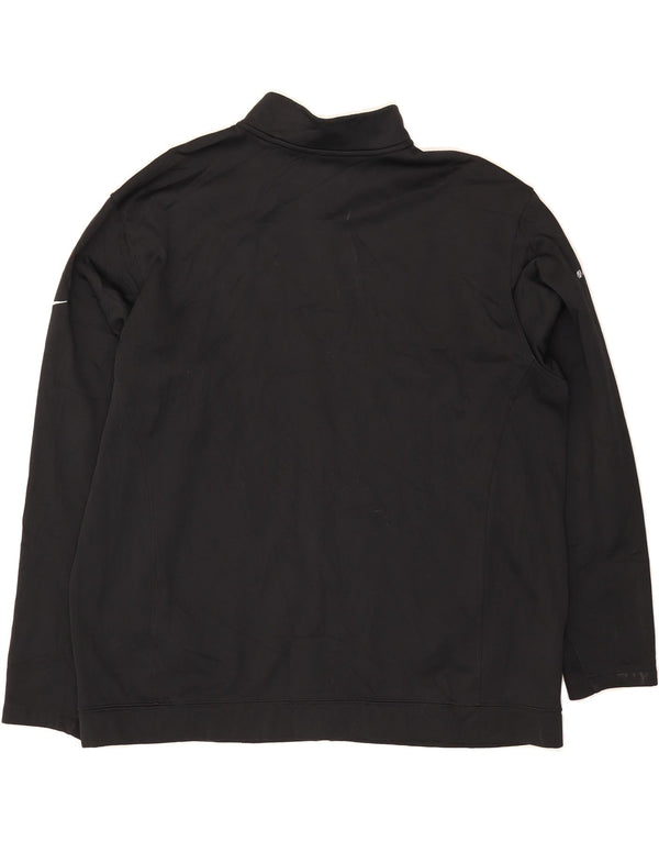 NIKE Mens Therma-Fit Zip Neck Pullover Tracksuit Top 2XL Black Polyester