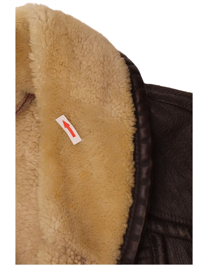 Vintage Herren Shearling Jacke UK 38 Mittelbraun