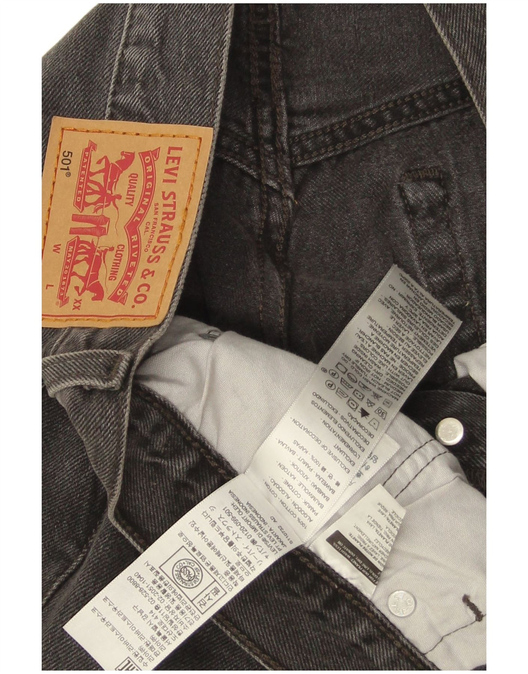 Levi's Mens 501 Straight Jeans W30 L28 Black Cotton