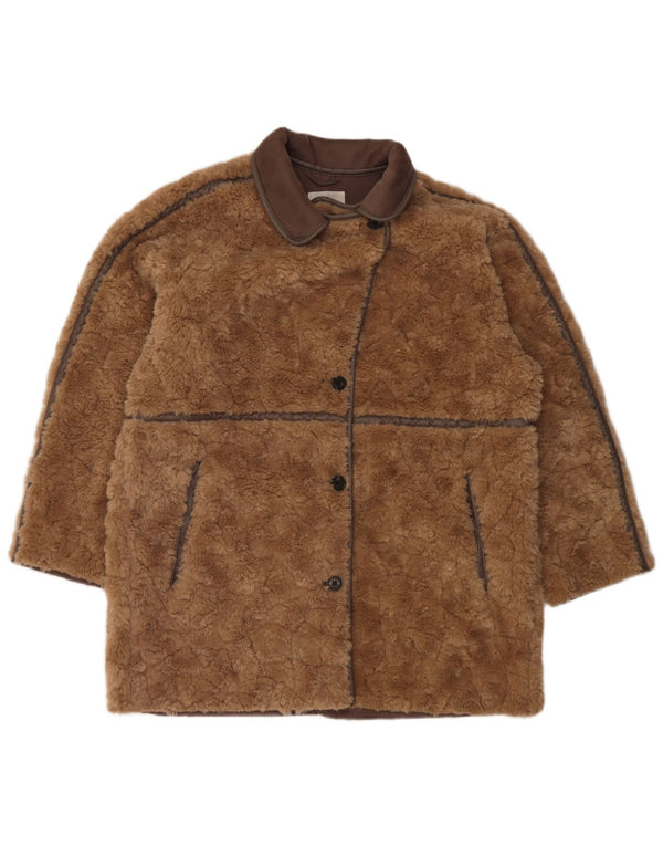 Cappotto soffice oversize da donna H&M Teddy Bear UK 14 Poliestere marrone medio