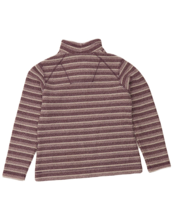 Weird Fish Womens Zip Neck Fleece Jumper UK 12 Medium Purple Striped