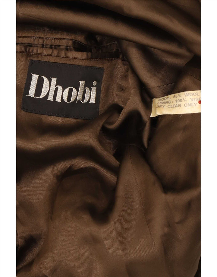 Dhobi Herre Dobbeltradet Frakke UK 38 Medium Khaki Wool