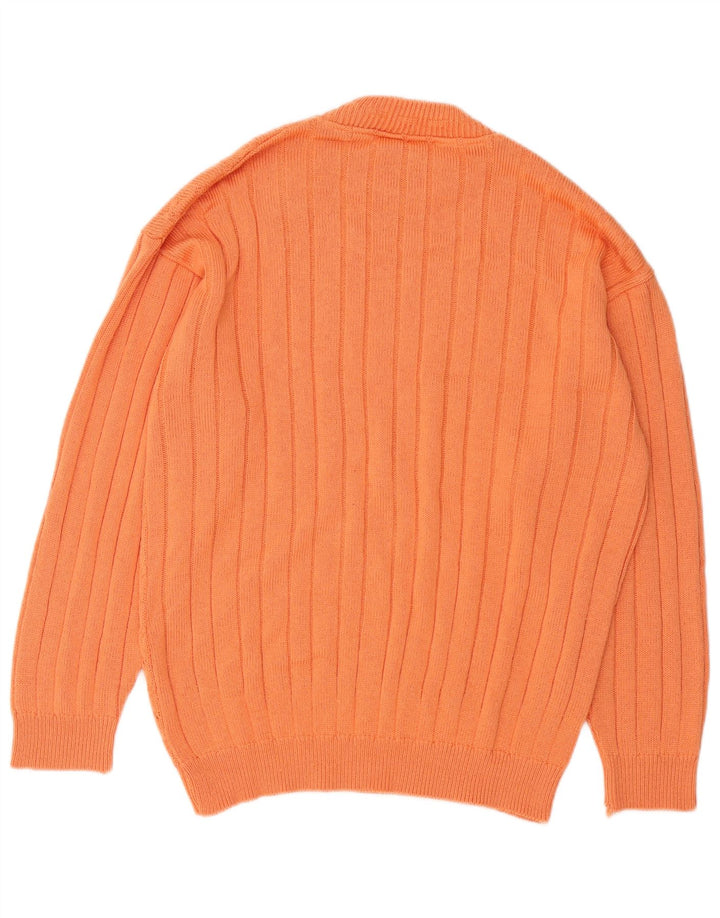 Maglione vintage da uomo con collo alto in cotone arancione medio