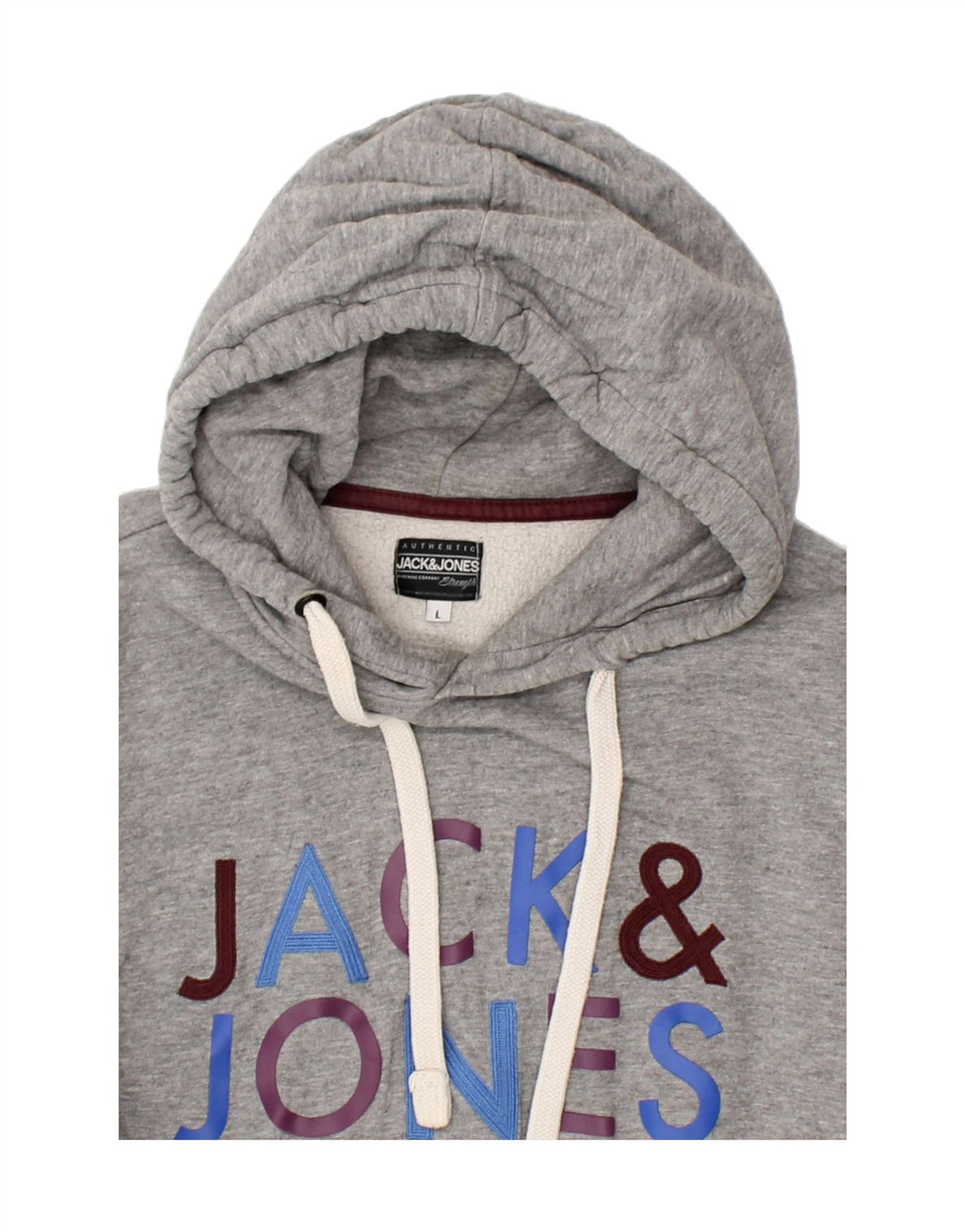 JACK & JONES Mens Graphic Hoodie Jumper Large Grey Cotton Vintage Jack & Jones and Second-Hand Jack & Jones from Messina Hembry 