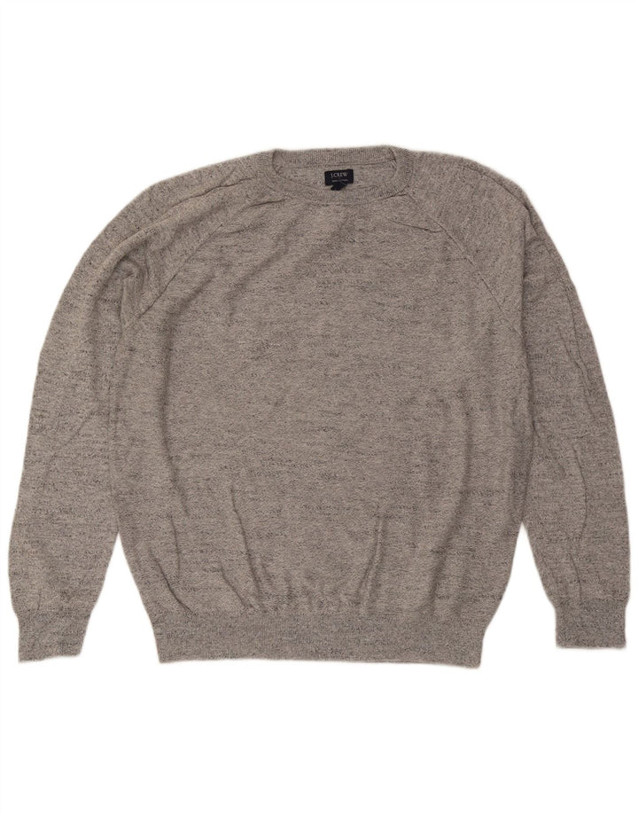 J. Crew Mens Crew Neck Jumper Sweater Large Grey Flecked Cotton