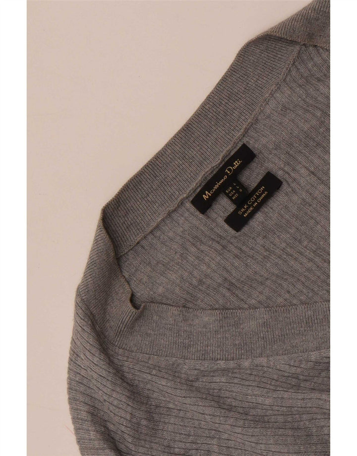 Massimo Dutti Damen Top Langarm UK 14 Große graue Seide