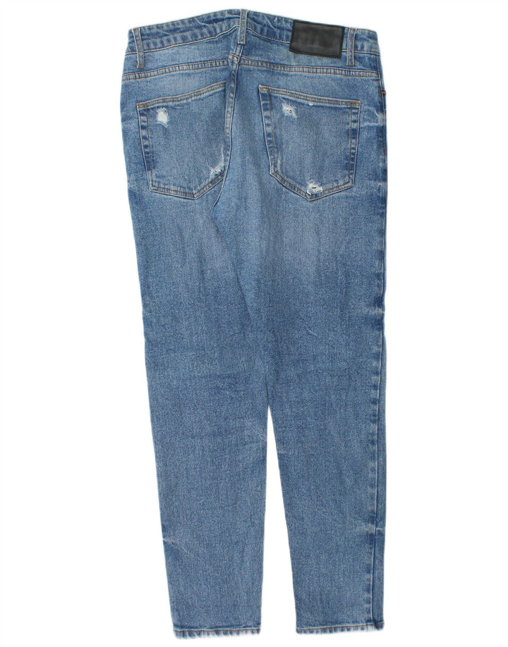 Zara Womens Distressed Slim Jeans W33 L28 Blue
