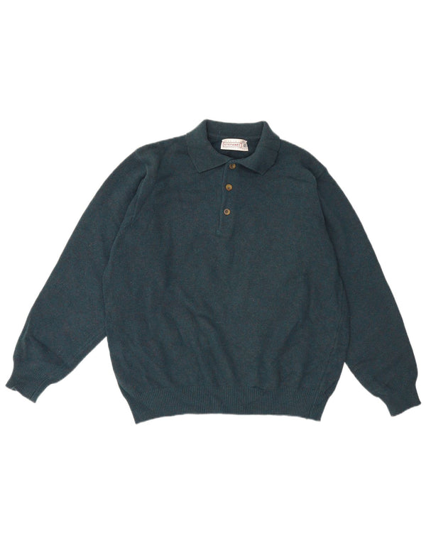 Stefanel Maglione da uomo con collo alto, maglione grande, in lana verde