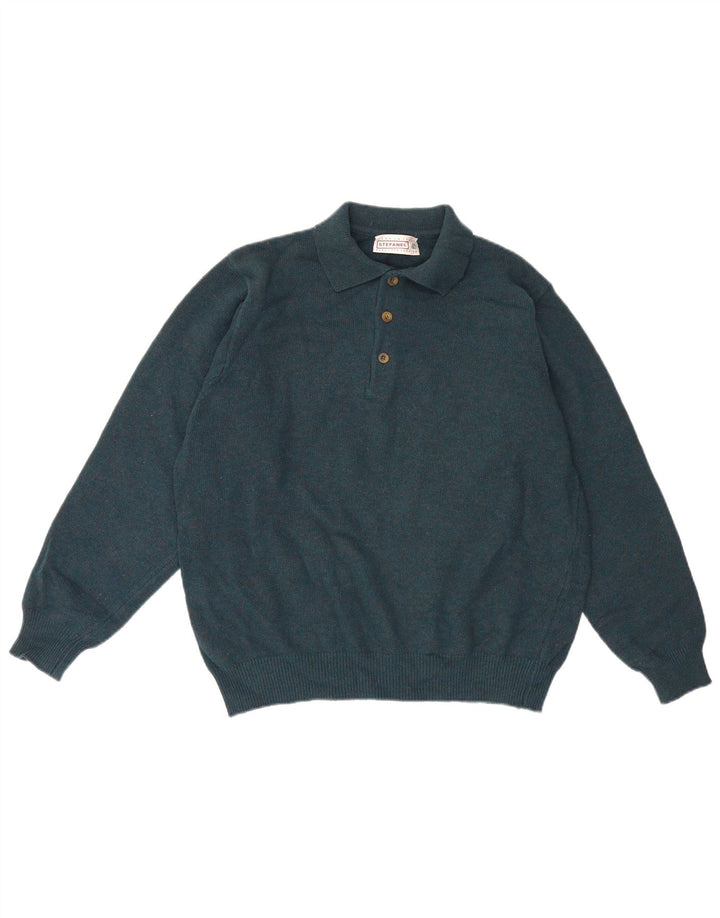Stefanel Mens Polo Neck Jumper Sweater Large Green Wool