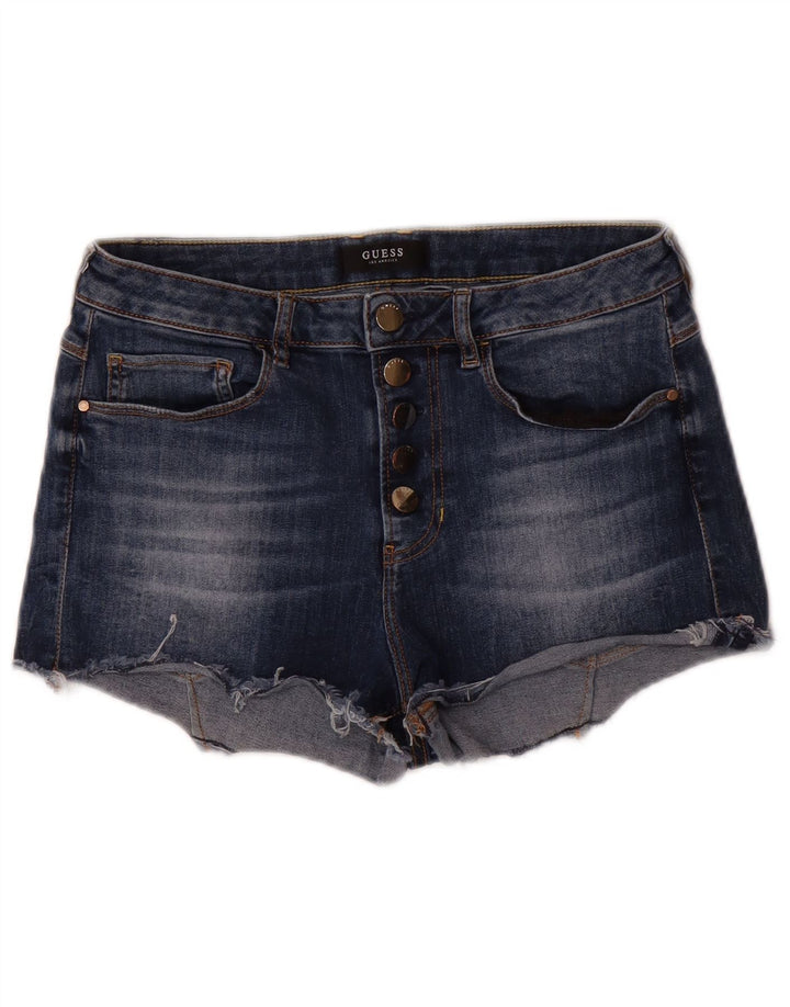 GUESS Womens Distressed Denim Shorts W29 Medium  Navy Blue Cotton