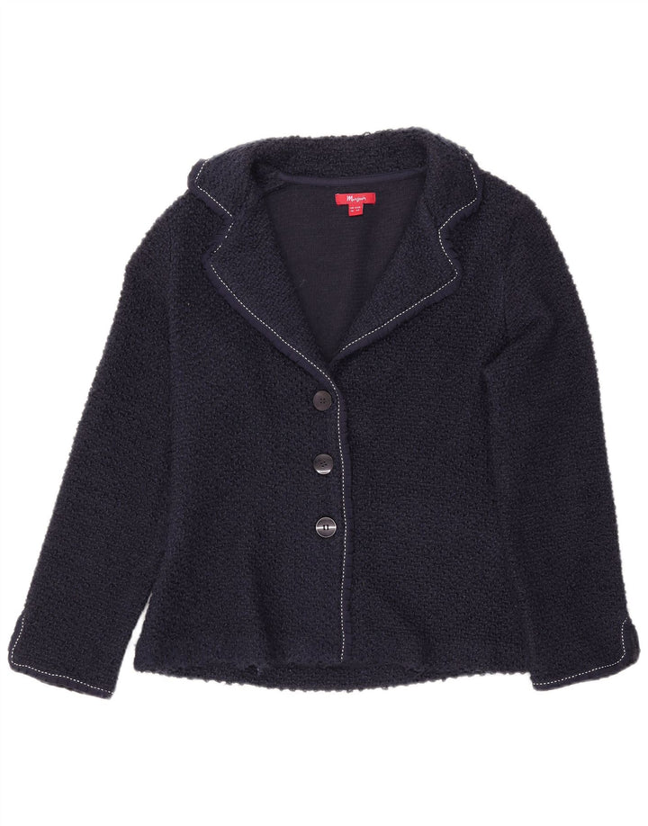 MONSOON Womens 3 Button Blazer Jacket UK 16 Large Navy Blue Acrylic