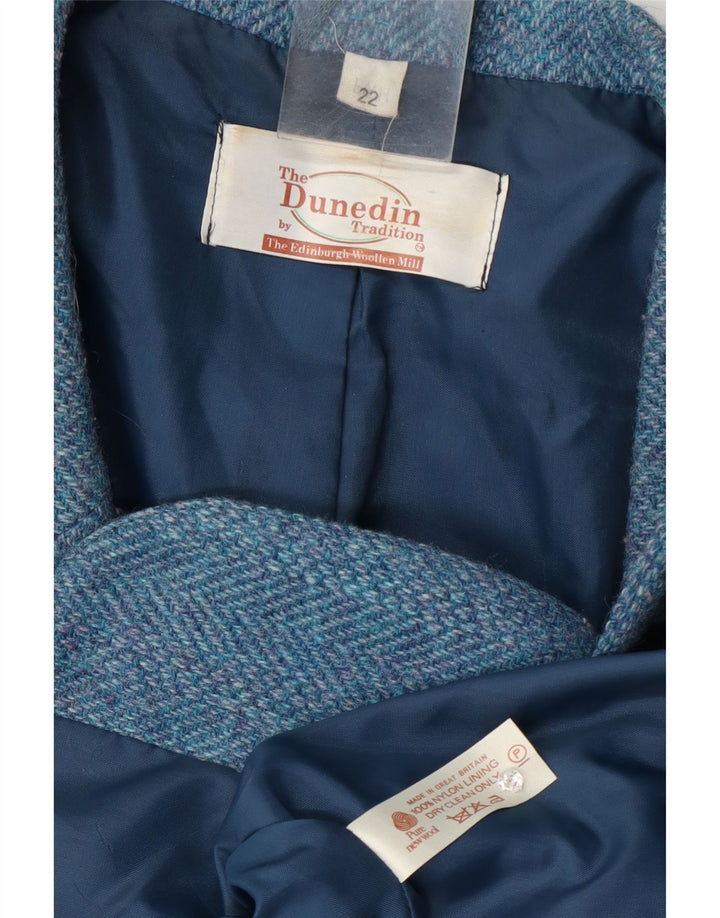 Dunedin Damen-Blazerjacke mit 2 Knöpfen, UK 22 3XL, blaue Fischgrätenwolle