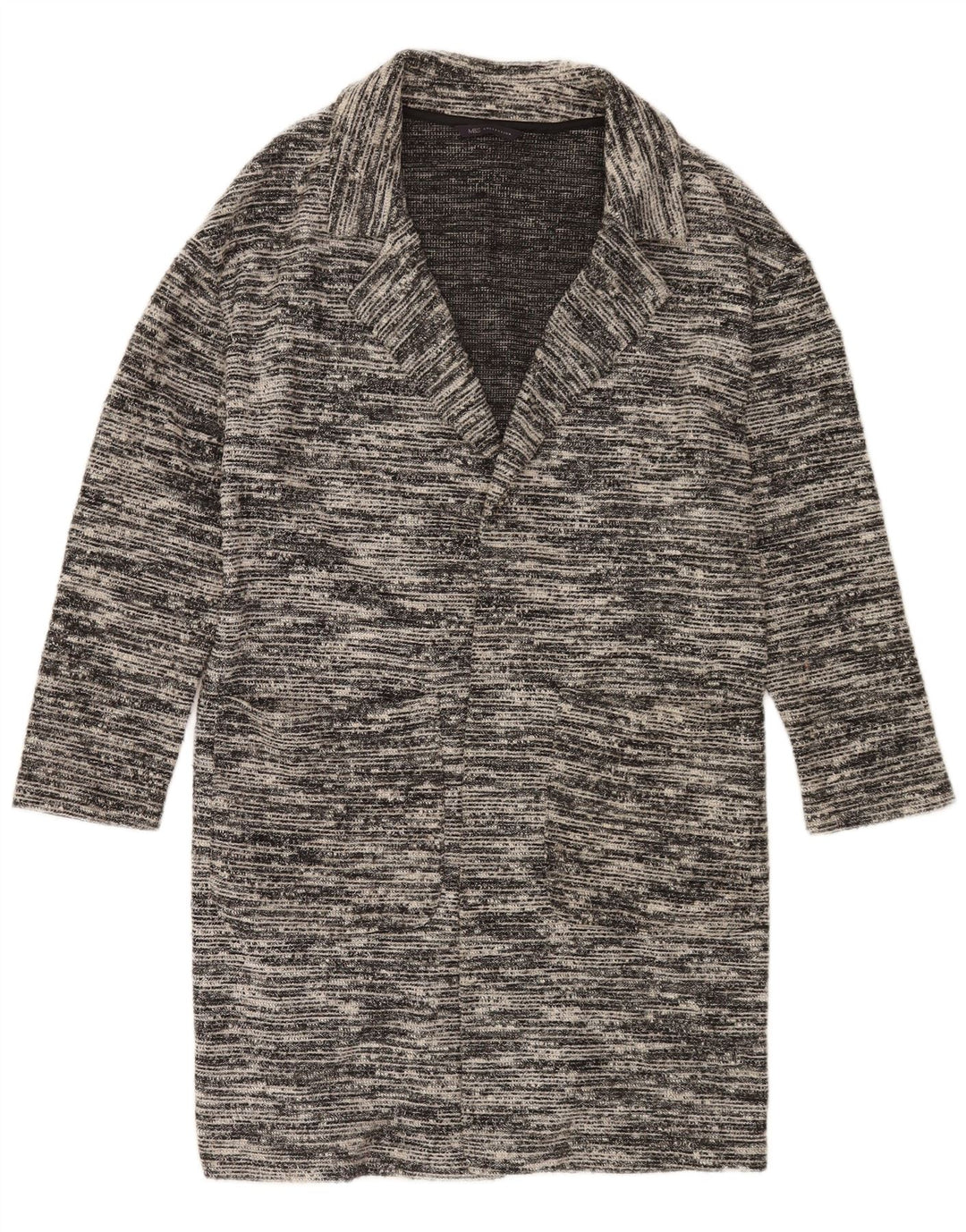 Marks & Spencer Womens Longline Cardigan Sweater UK 12 Medium Grey Flecked