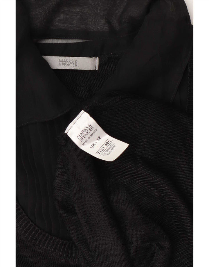 Marks & Spencer Womens Polo Neck Jumper Sweater UK 12 Medium Black