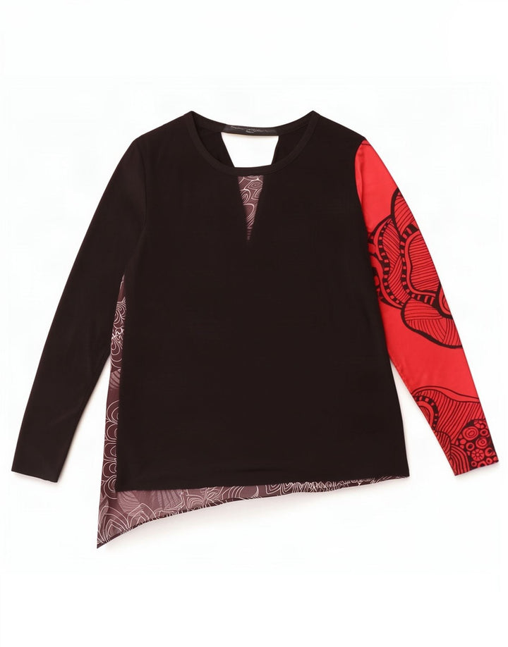 Desigual Top gráfico para mujer de manga larga UK 14 Medium Multicolor Floral