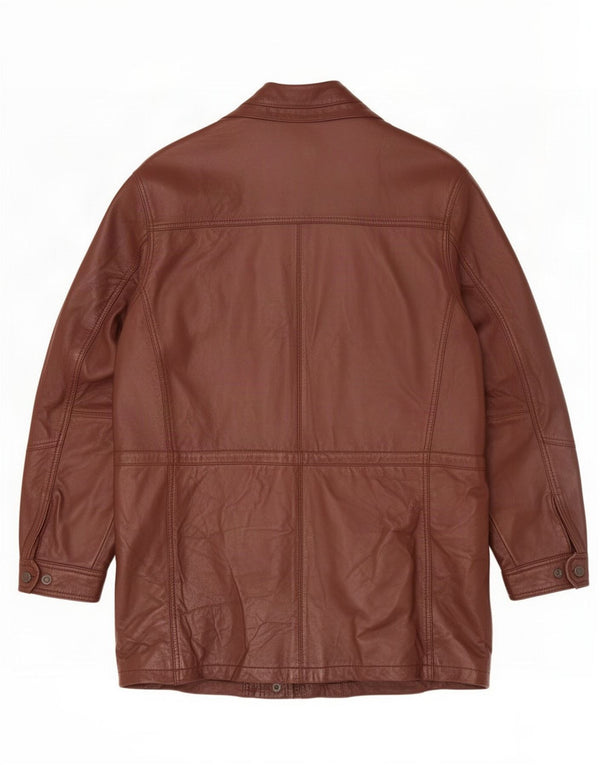 Casaco de couro masculino vintage UK 40 grande marrom