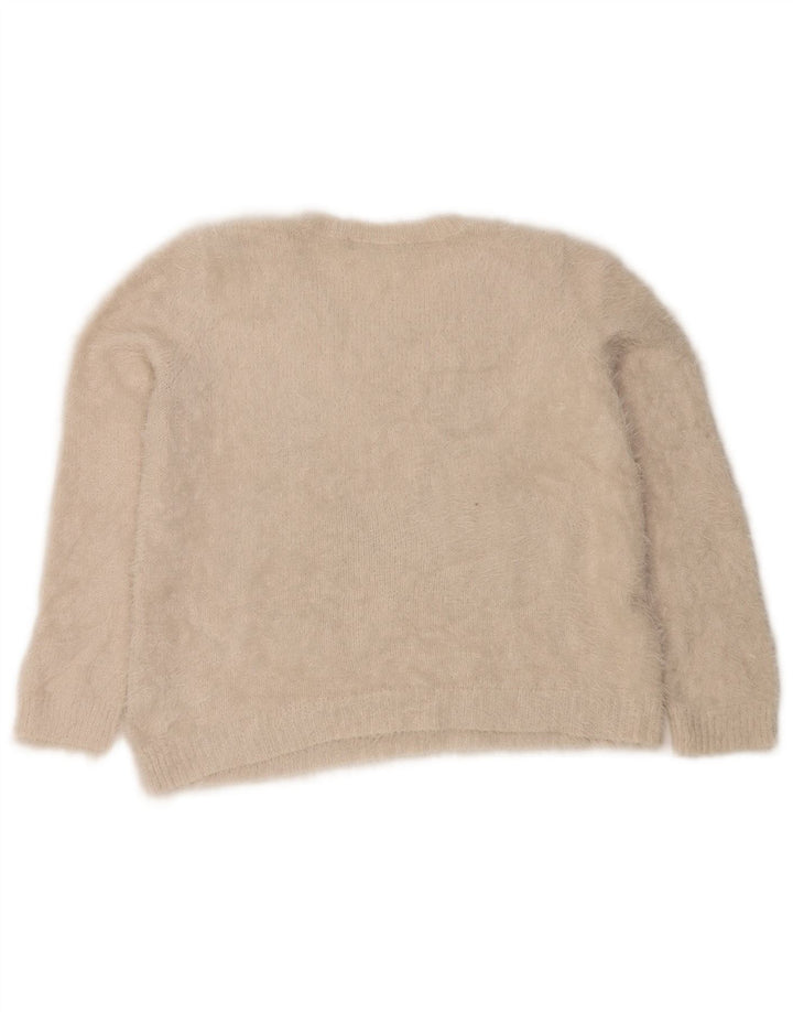 Marks & Spencer Womens Crop Boat Neck Jumper Sweater UK 12 Medium Off White