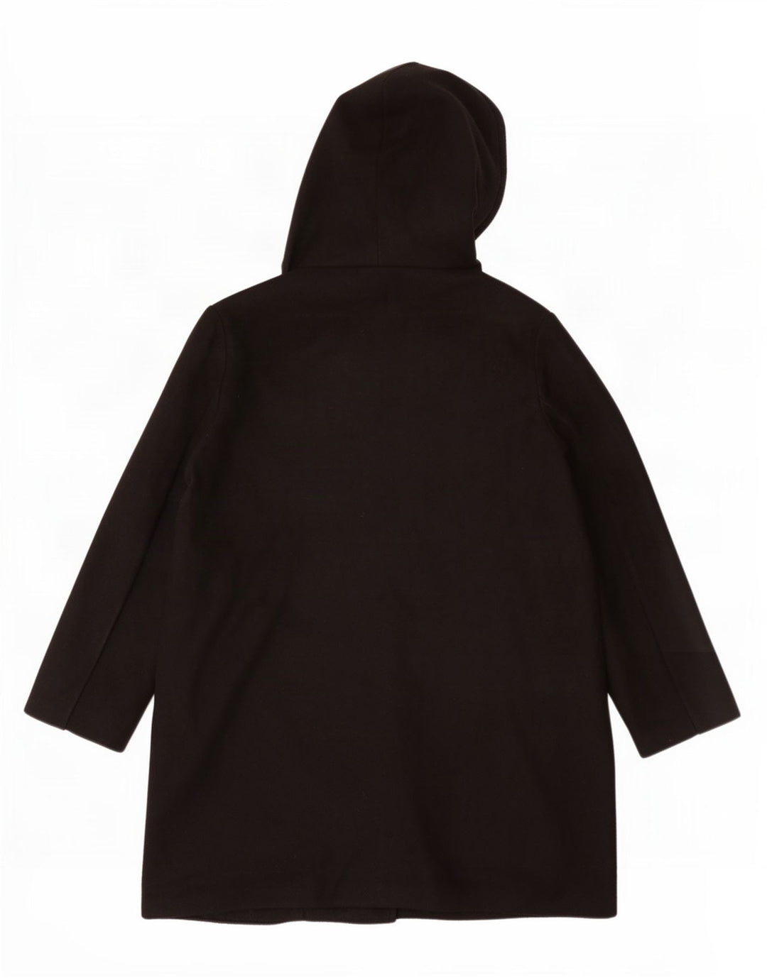 Sobretudo aberto com capuz feminino Zara UK 14 poliéster preto médio