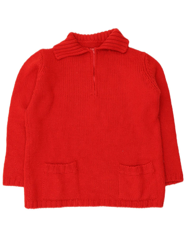 Maglione maglione collo alto da donna vintage UK 16 grande lana merino rossa
