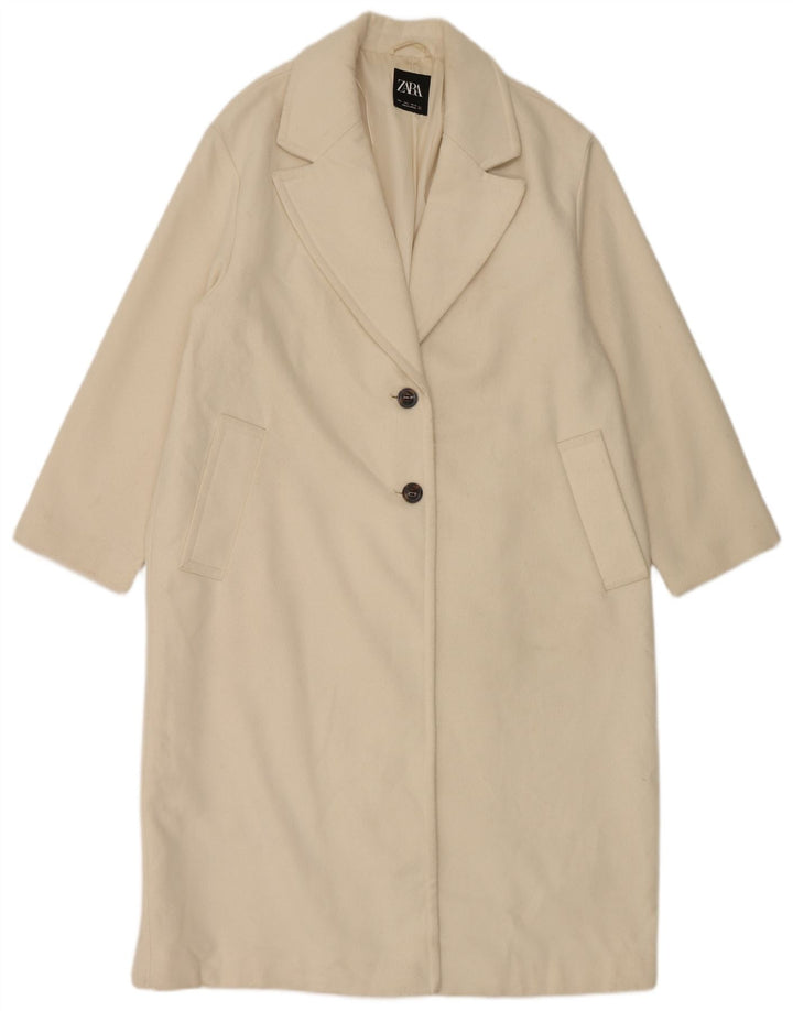 Soprabito da donna Zara UK 16 grande poliestere bianco